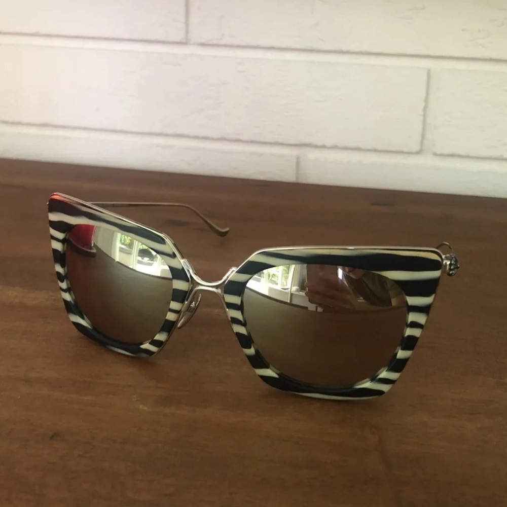 CHROME HEARTS Laurita Lynn sunglasses zebra stripe mirrow lens MBS/SS Silver.